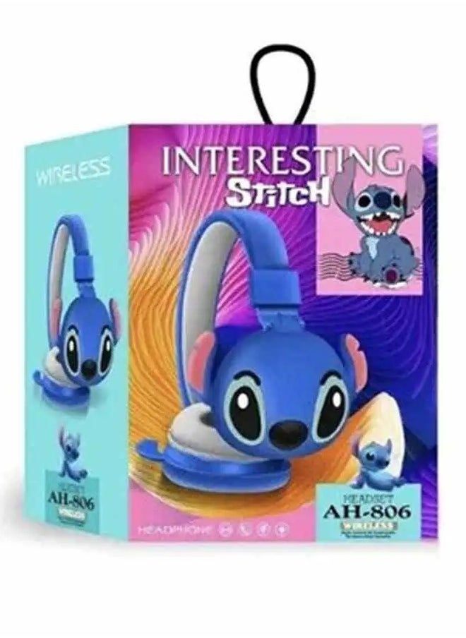 Kids Bluetooth Wireless Stitch Headphone 3D Stitch Ears Kids Over Ears Headset Soft Ear Pads