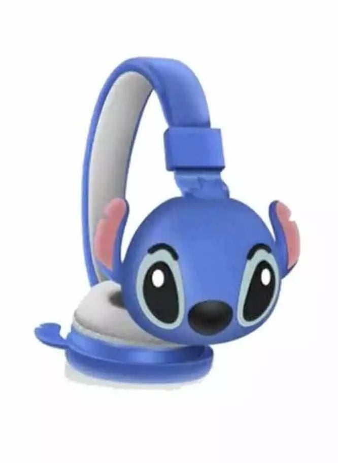 Kids Bluetooth Wireless Stitch Headphone 3D Stitch Ears Kids Over Ears Headset Soft Ear Pads