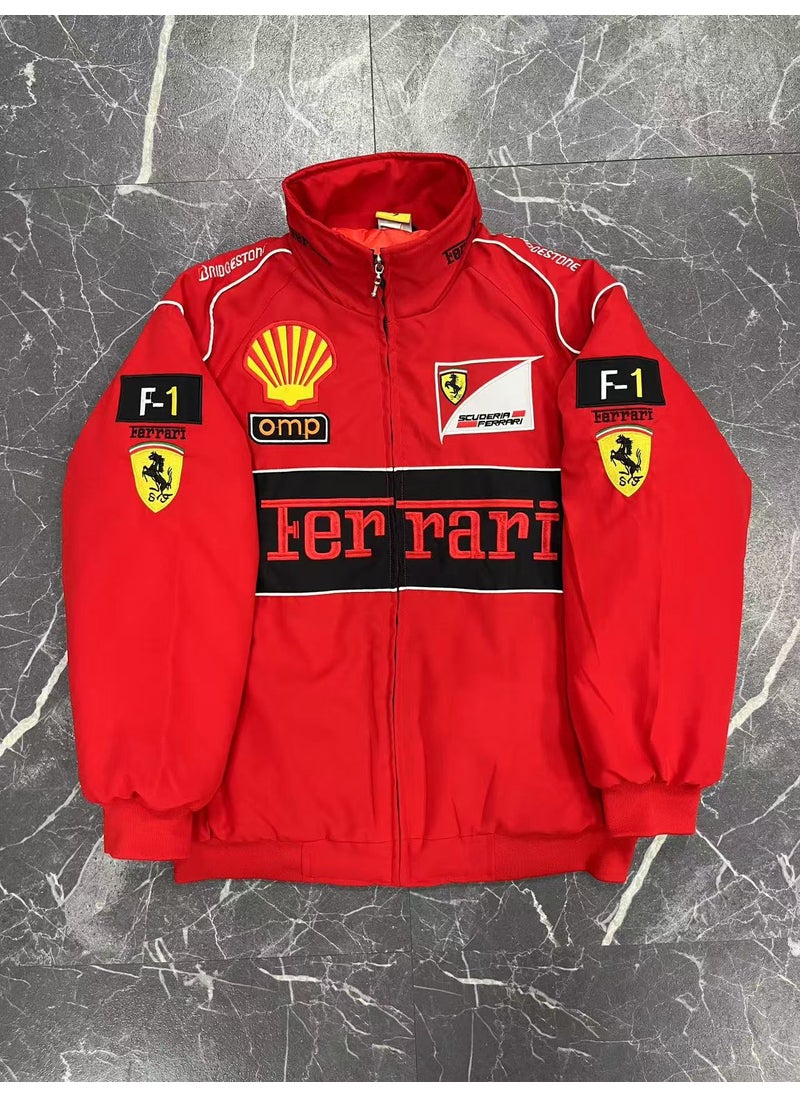 F1 Embroidered Racing Suit Cotton Long Sleeve Casual (red shell) (embroidered and cotton style)