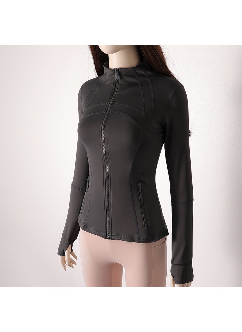 Premium Womens Yoga Zip Jacket Fitness Top Graphite gray