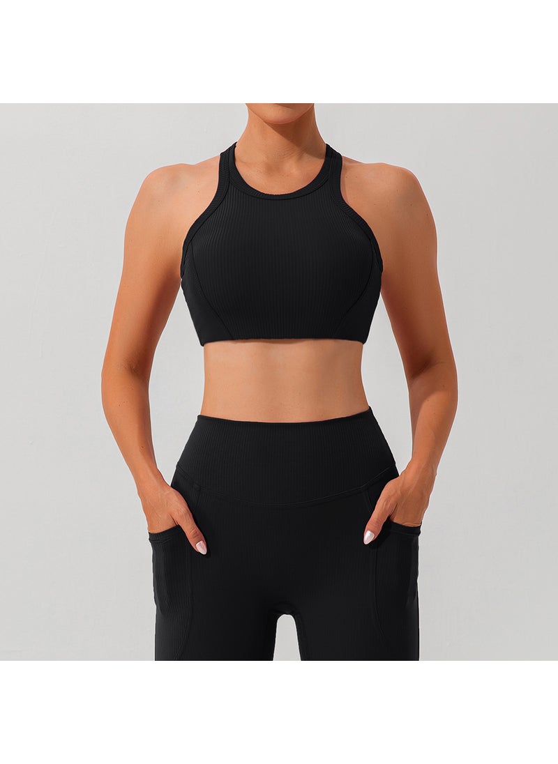 Autumn Strappy Lulu Yoga Sports Bra Quick-Dry Fitness Top Black