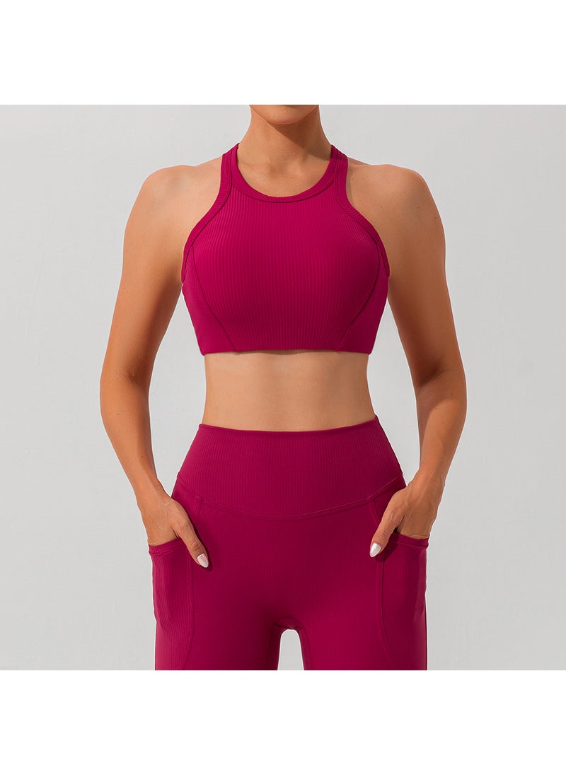 Autumn Strappy Lulu Yoga Sports Bra Quick-Dry Fitness Top Wintersweet Red