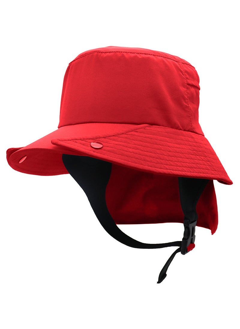 New UPF50+ Breathable Fishing Hat with Neck Protection Red