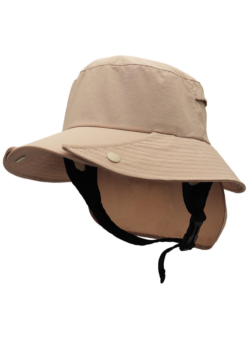 New UPF50+ Breathable Fishing Hat with Neck Protection Khaki