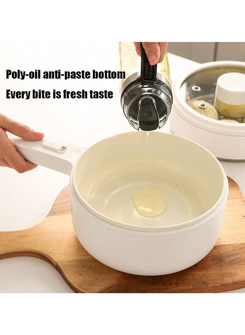 Electric Cooking Pot 700W Non Stick Rapid Multifunction Cooker with Lid 2 Modes White