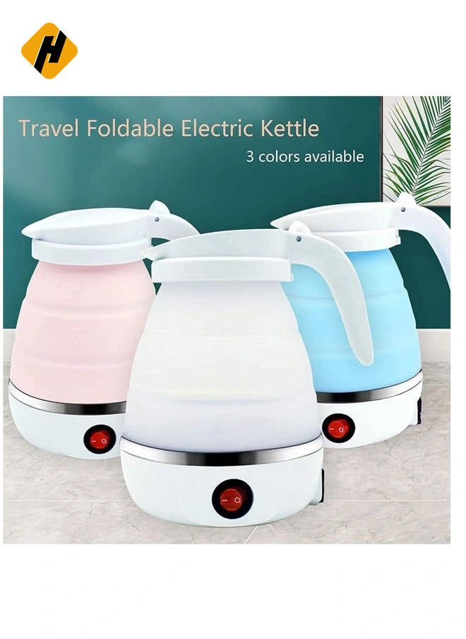 Travel Foldable Silicon Water Heater Jug Collapsible Mini Portable Electric Kettle (Pink)