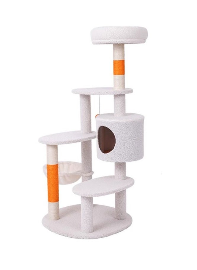 Cat tree, Cat tower, Cat scratching post, White Cream Style Cat Tree Plus - Orange Color Size- 65cm X 38cm X 124cm