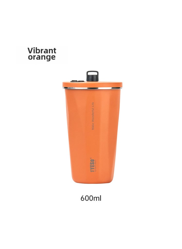 TYESO Stainless Steel Vacuum Insulated Straw Mug Large Capacity Orange