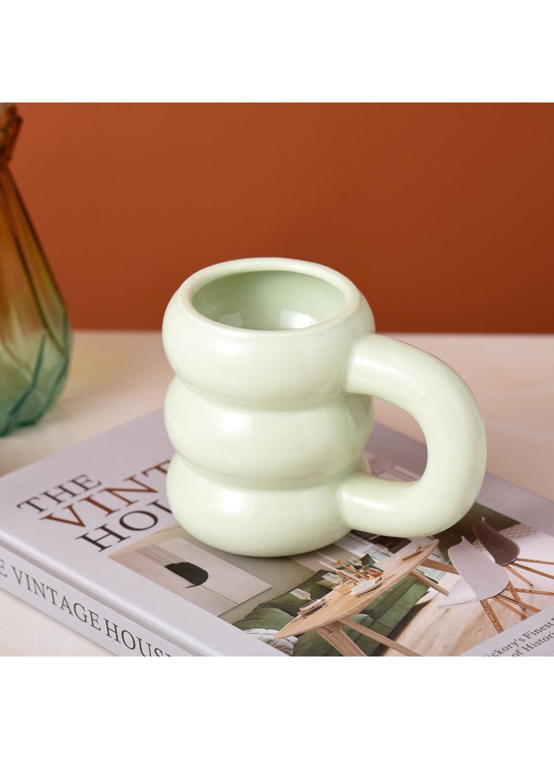 Creative Ceramic Mug Large Handle High Capacity Green