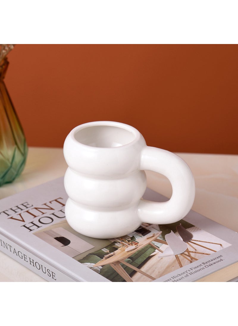 Creative Ceramic Mug Large Handle High Capacity White