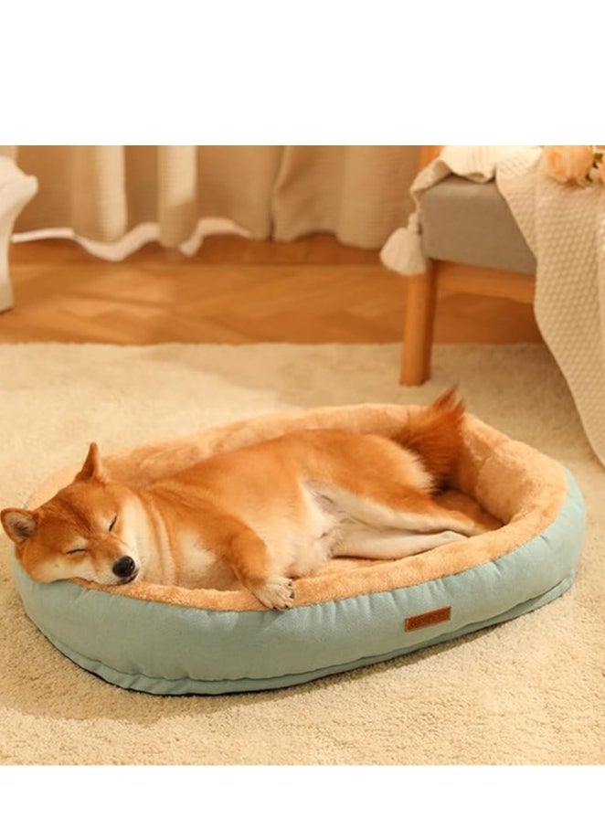 Cat Dog Bed Pet Beds Washable, Oval Cat Bed Nest Calming Cat Dog Beds Indoor Non-Slip Cat Dog Cotton Cushion Beds, Ultra Soft Calming Pet Beds for Indoor Cats Dogs, Water-Resistant Bottom