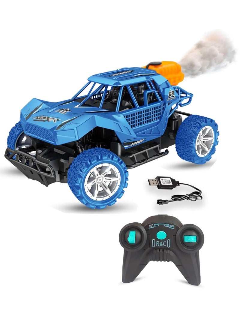 Fend Rechargable Remote Control Water Spray Runner Climbing Car with Rear Fog LED Light for Kids Blue