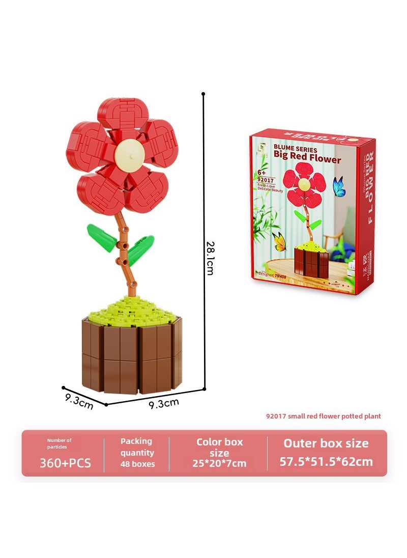 Lego-Compatible Tech Bricks Mini Particle Flower Pot Small red flower/360 + PCS