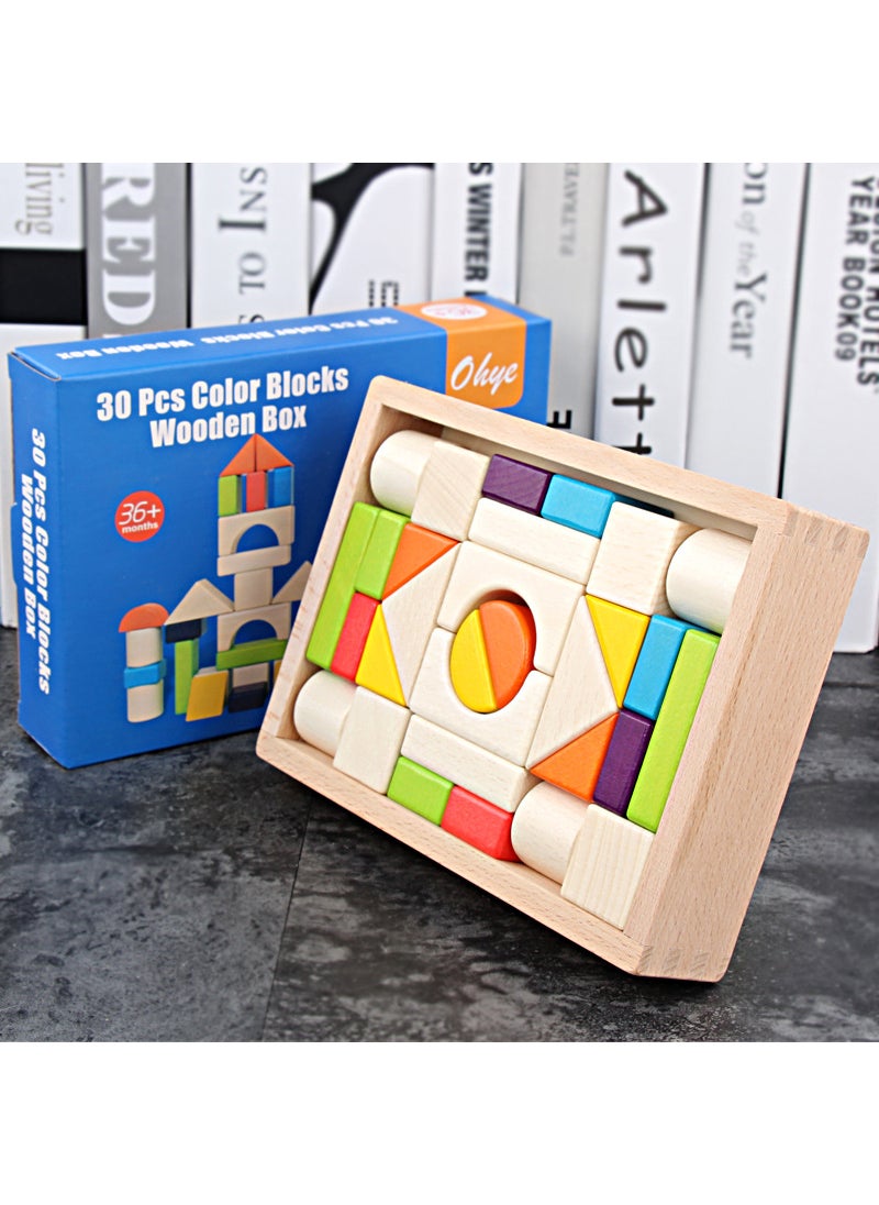 Colorful Wooden Blocks Puzzle for Kids ohye-30 wooden box color building blocks 0.7