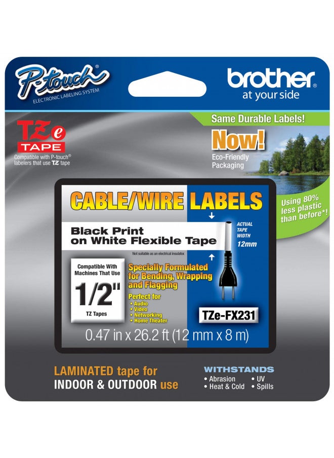 Brother Genuine P-Touch TZE-FX231 Tape, 1/2
