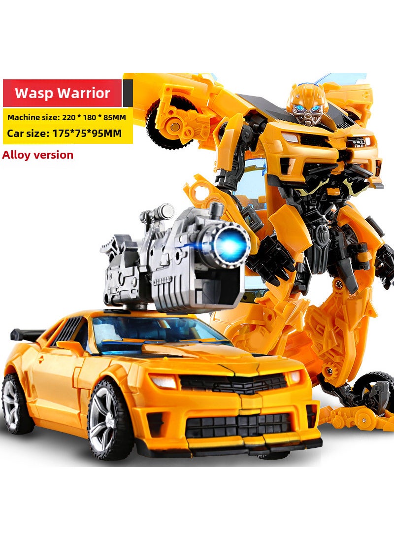 1 x 5 pcs Transforming Toy Car Bumblebee Dinosaur Robot Alloy Model For Boys [Alloy] wasp warrior 22cm-with movable quantum cannon