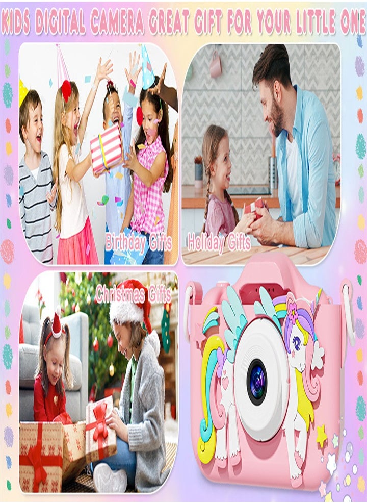 Unicorn Kids Camera for 6 7 8 9 10 11 12 Years Old Girls/Boys Birthday Holiday Gifts Children Selfie Digital Camera Toy with 32G TF Card