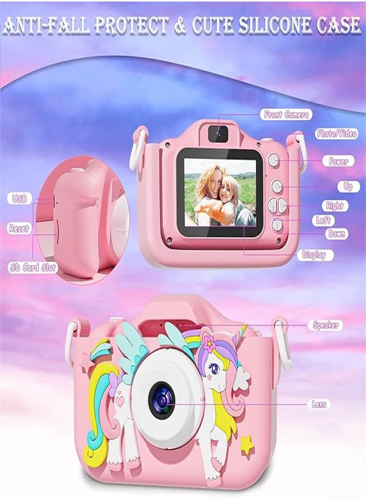 Unicorn Kids Camera for 6 7 8 9 10 11 12 Years Old Girls/Boys Birthday Holiday Gifts Children Selfie Digital Camera Toy with 32G TF Card