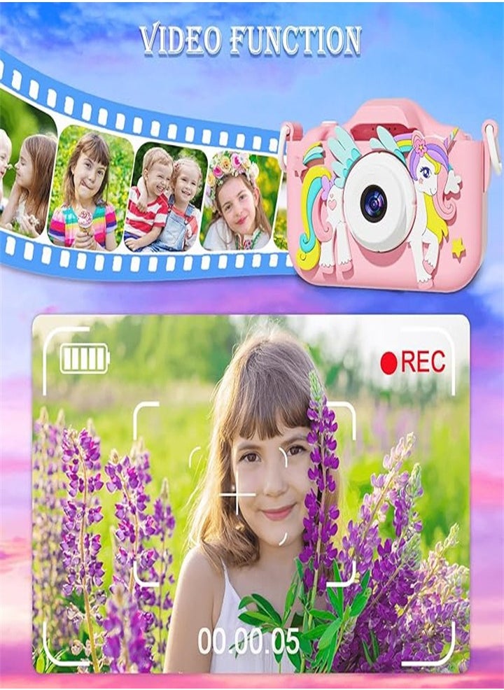 Unicorn Kids Camera for 6 7 8 9 10 11 12 Years Old Girls/Boys Birthday Holiday Gifts Children Selfie Digital Camera Toy with 32G TF Card