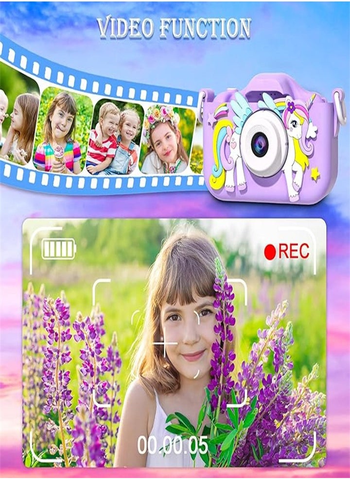 Unicorn Kids Camera for 6 7 8 9 10 11 12 Years Old Girls/Boys Birthday Holiday Gifts Children Selfie Digital Camera Toy with 32G TF Card