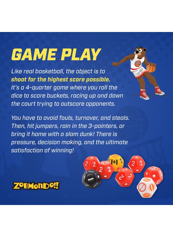 Zobmondo!! GoHoops Basketball Dice Game | for Basketball Fans, Families and Kids | Play at Home or for Travel