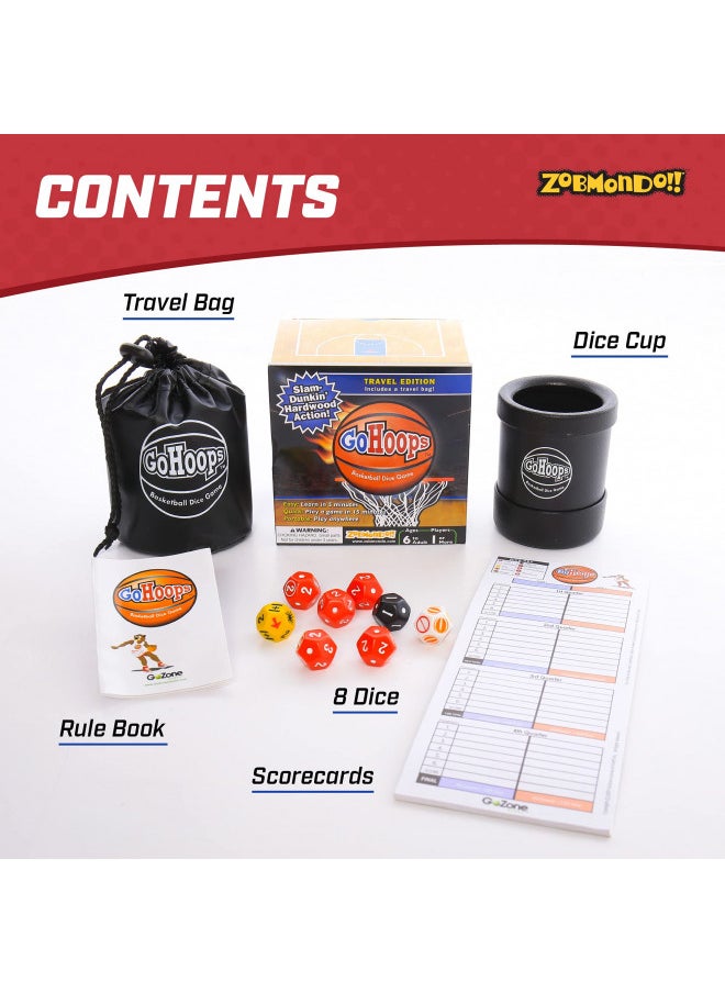 Zobmondo!! GoHoops Basketball Dice Game | for Basketball Fans, Families and Kids | Play at Home or for Travel