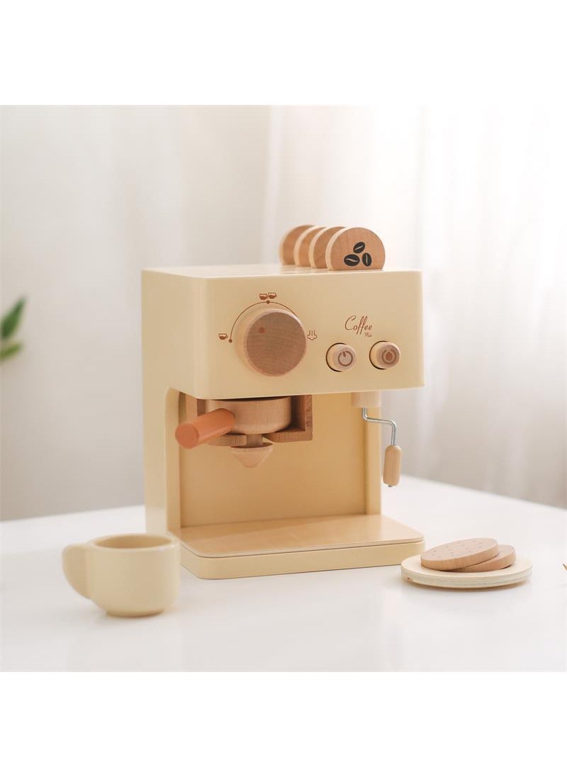 Wooden Play House childrens simulation coffee machine tea set kitchenware suit baby wooden educational early education building blocks toys Wooden coffee machine