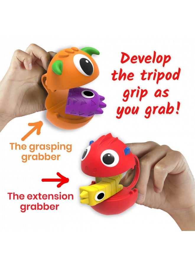 hand2mind Grab That Monster Fine Motor Activity Set, Fine Motor Skills Games for Toddlers, Occupational Therapy Toys, Preschool Learning Activities, Prewriting Toys, Color Sorting, Pincer Grasp Toys