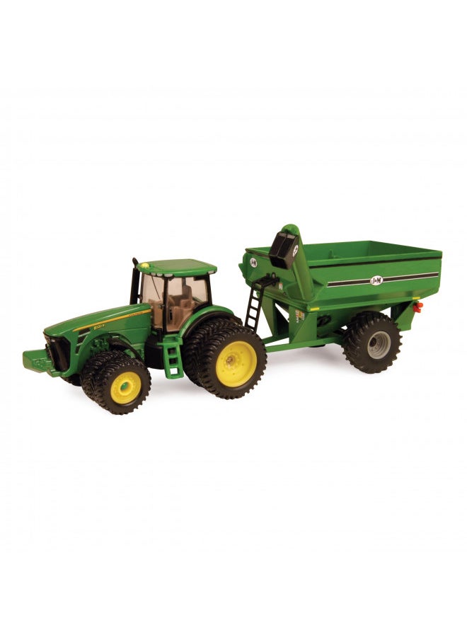 ERTL Big Farm John Deere Tractor Toy with J&M Grain Cart - 1:64 Scale - Farm and Construction Toys - Authentic Die-Cast John Deere Tractor Toys - 8 Years and Up,Green