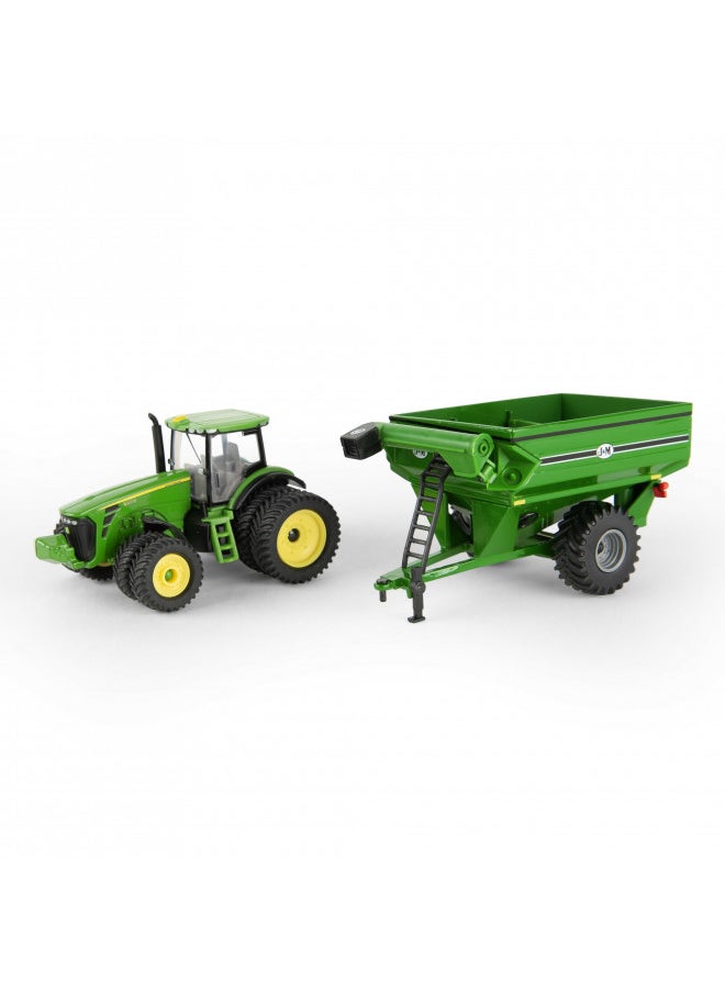 ERTL Big Farm John Deere Tractor Toy with J&M Grain Cart - 1:64 Scale - Farm and Construction Toys - Authentic Die-Cast John Deere Tractor Toys - 8 Years and Up,Green