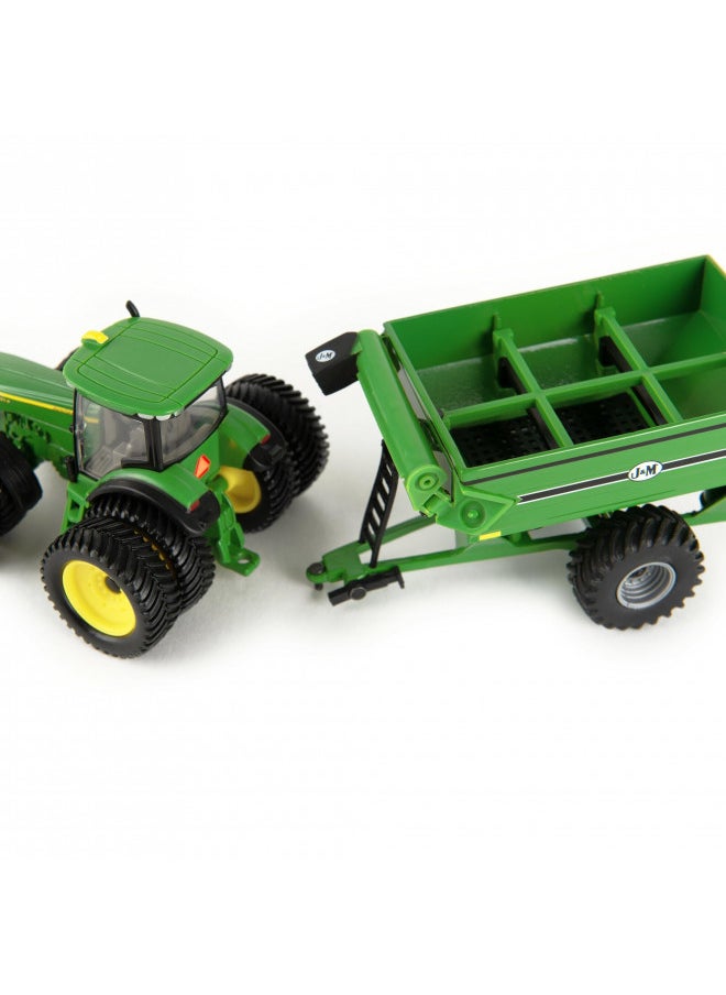 ERTL Big Farm John Deere Tractor Toy with J&M Grain Cart - 1:64 Scale - Farm and Construction Toys - Authentic Die-Cast John Deere Tractor Toys - 8 Years and Up,Green