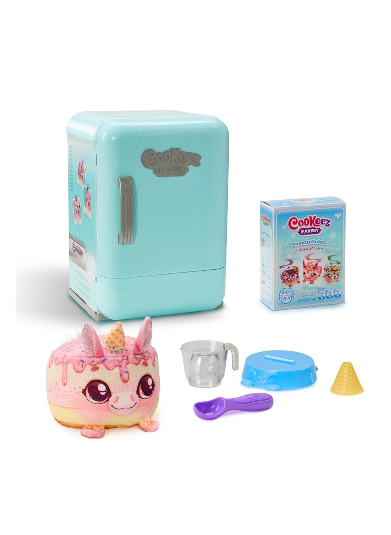 Cookeez Makery Freezy Cakez Fridge, Freezy Cakez. Mix & Decorate Your Plush Best Friend! Place Your Cake Mix in The Freeze and Be Amazed When A Scented, Shivering, Interactive Plush Friend Comes Out,1 Piece Only, Assorted