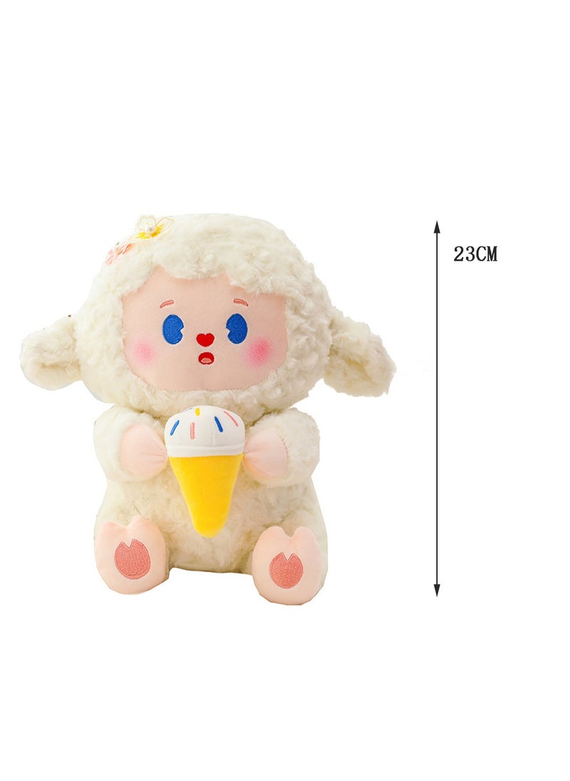 23 CM Cute Ice Cream Lamb Plush Toy Soft Stuffed Cartoon Animal Doll For Girls And Boys All Ages Gift