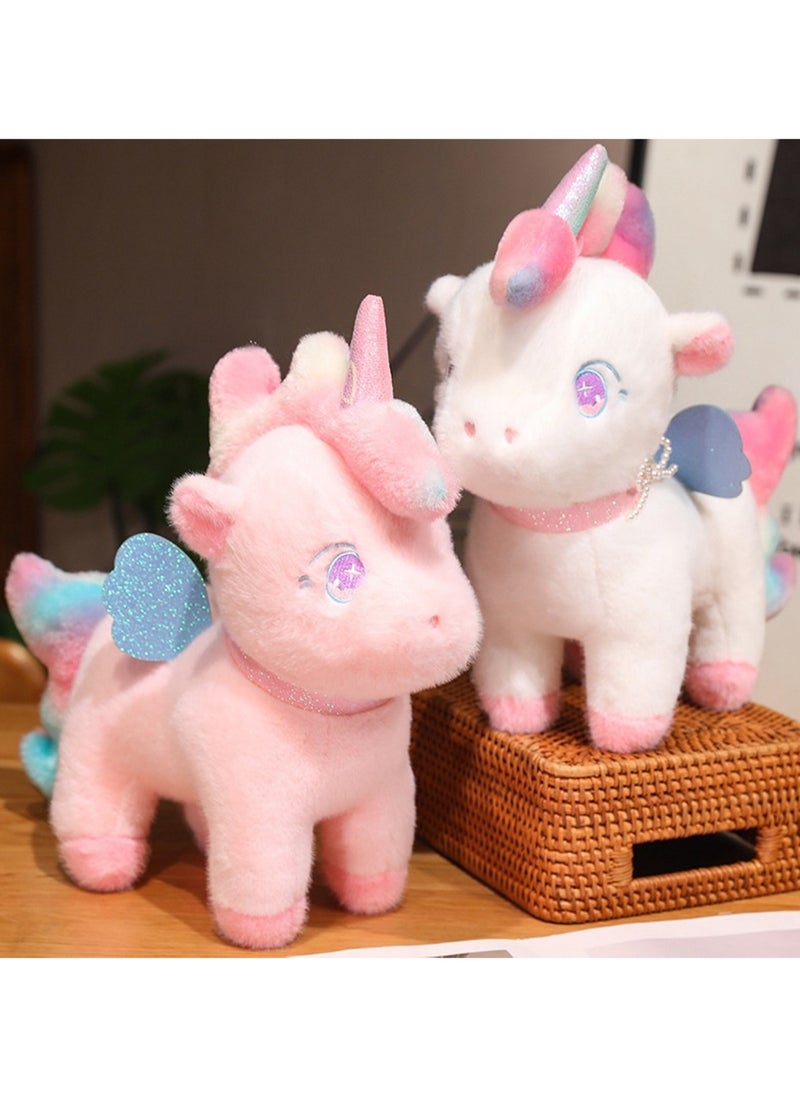 24 CM Cute Unicorn Plush Toy Soft Stuffed Cartoon Animal Doll For Girls And Boys All Ages Gift（White）