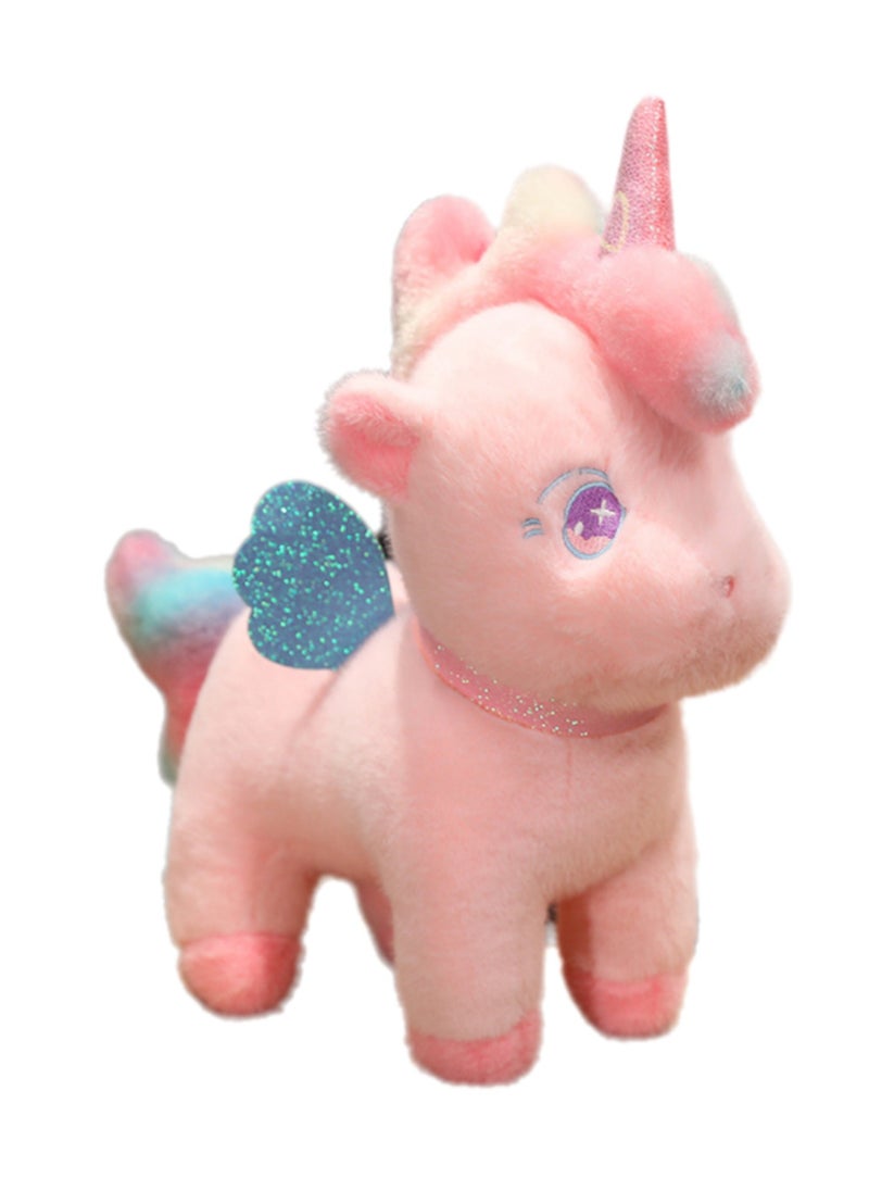 24 CM Cute Unicorn Plush Toy Soft Stuffed Cartoon Animal Doll For Girls And Boys All Ages Gift（Pink）