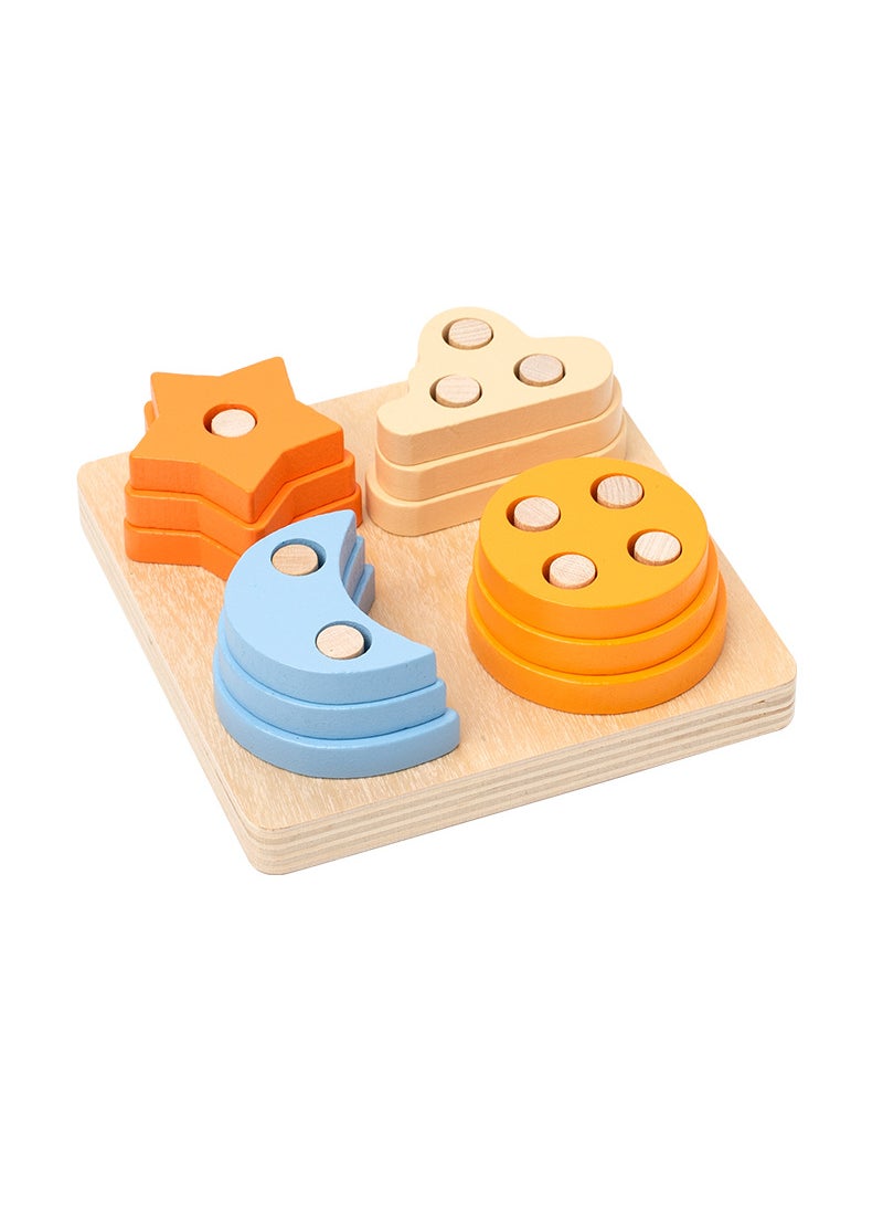 Wooden Montessori Toys Geometric Shape Pillars H square four columns (blister packaging)