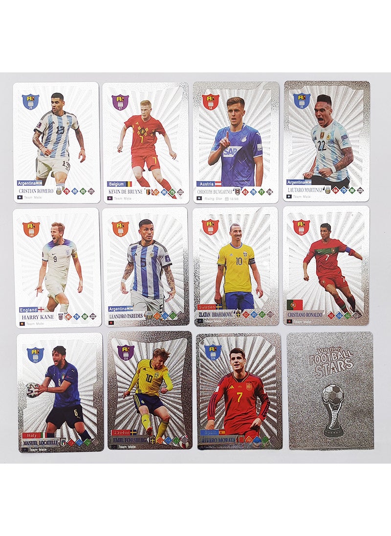 1 x 5 pcs World Cup Euro Foil Football Star Cards 55pcs Football silver 55