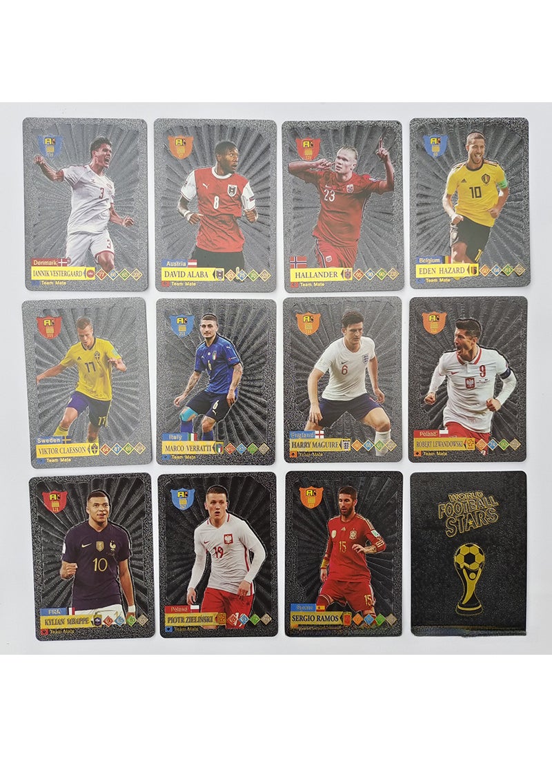 1 x 5 pcs World Cup Euro Foil Football Star Cards 55pcs Football Black 55 sheets