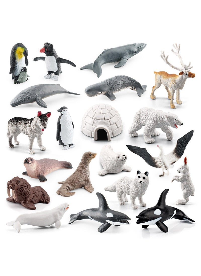 1 x 5 pcs 20pc Arctic Animals Miniature Model Set BL-10057 20-piece set of South and North Pole animals 166g