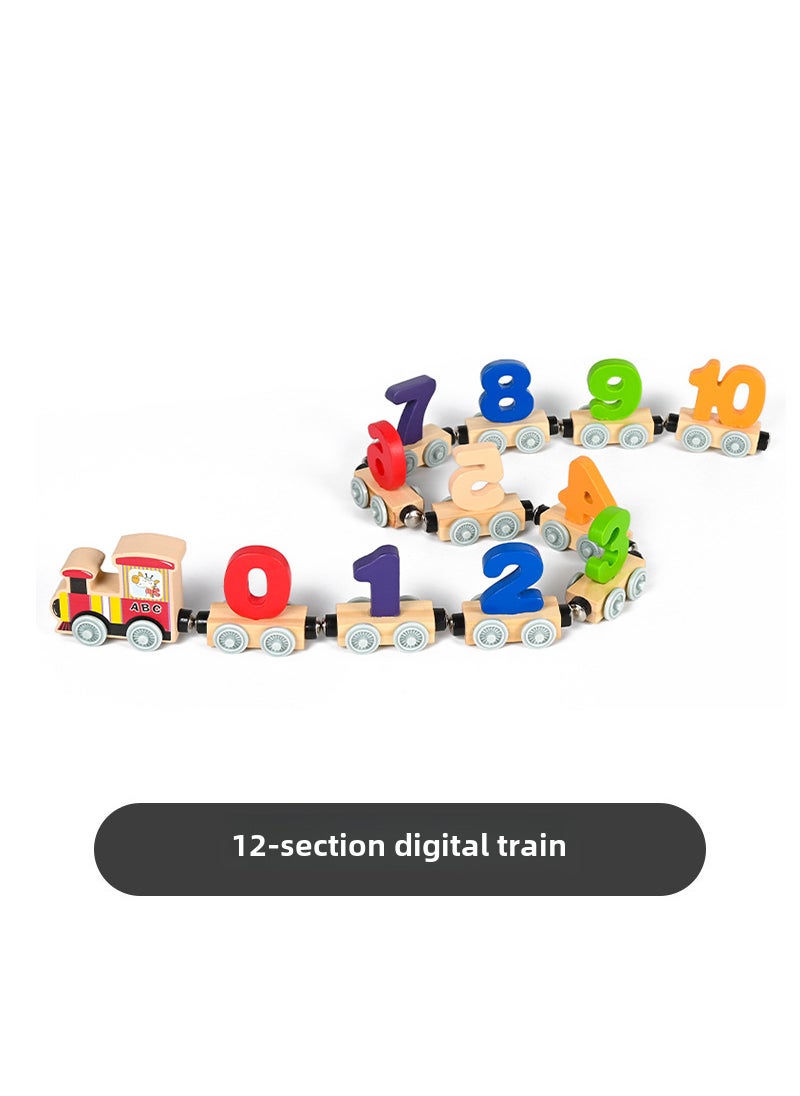 Wooden Magnetic Train Educational Toy Magnetic section 12 digital small train