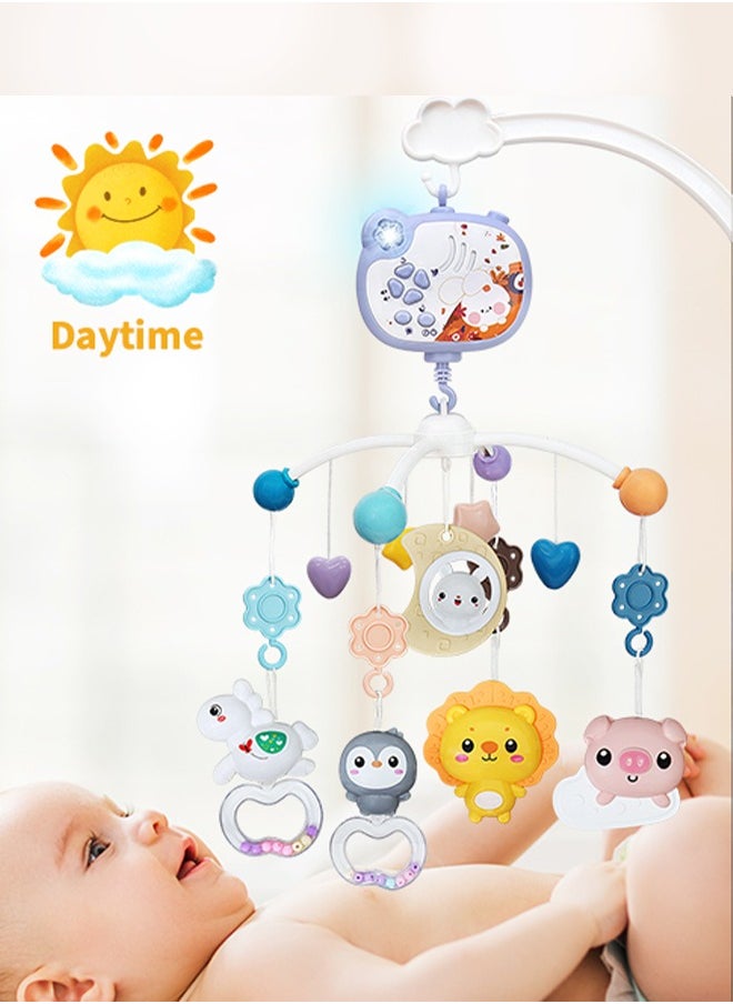 Baby Mobile for Crib Crib Mobile with Music and Lights for Girls or Boys, Crib Toys Hanging, Nursery Mobiles, Bassinet Mobile Clip On, Tiny Love Mobile, Crib Bumper Toys Blue