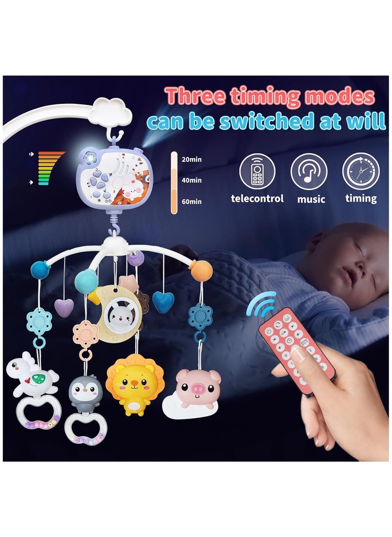 Baby Mobile for Crib Crib Mobile with Music and Lights for Girls or Boys, Crib Toys Hanging, Nursery Mobiles, Bassinet Mobile Clip On, Tiny Love Mobile, Crib Bumper Toys Blue