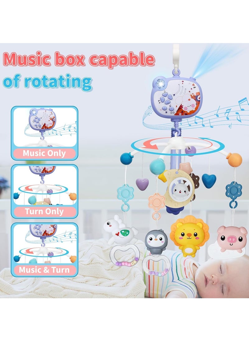 Baby Mobile for Crib Crib Mobile with Music and Lights for Girls or Boys, Crib Toys Hanging, Nursery Mobiles, Bassinet Mobile Clip On, Tiny Love Mobile, Crib Bumper Toys Blue