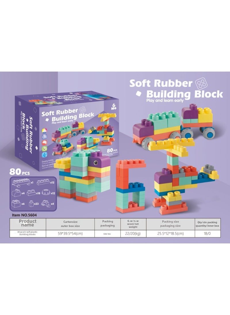 Baby Soft Building Blocks BPA-Free Toys New 80 particles [English color box]]