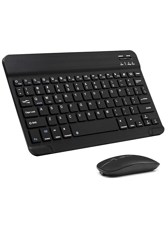 Arabic and English Bluetooth Keyboard and Mouse Combo, Ultra-Slim Portable Compact Wireless Mouse Keyboard Set for IOS Android Windows Tablet Phone iPhone iPad Pro Air Mini (Black)