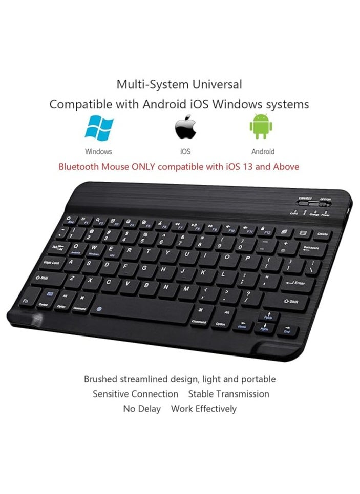 Arabic and English Bluetooth Keyboard and Mouse Combo, Ultra-Slim Portable Compact Wireless Mouse Keyboard Set for IOS Android Windows Tablet Phone iPhone iPad Pro Air Mini (Black)