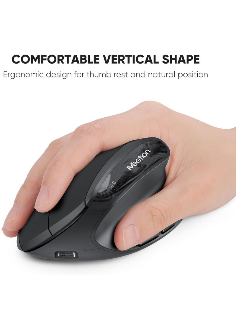 MEETION Director-C Ergonomic Wireless Keyboard and Mouse, Ergo Keyboard with Vertical Mouse, Split Arch Keyboard with Cushioned Wrist Palm Rest, Natural Typing Rechargeable Full Size, Windows/Mac/Computer/Laptop