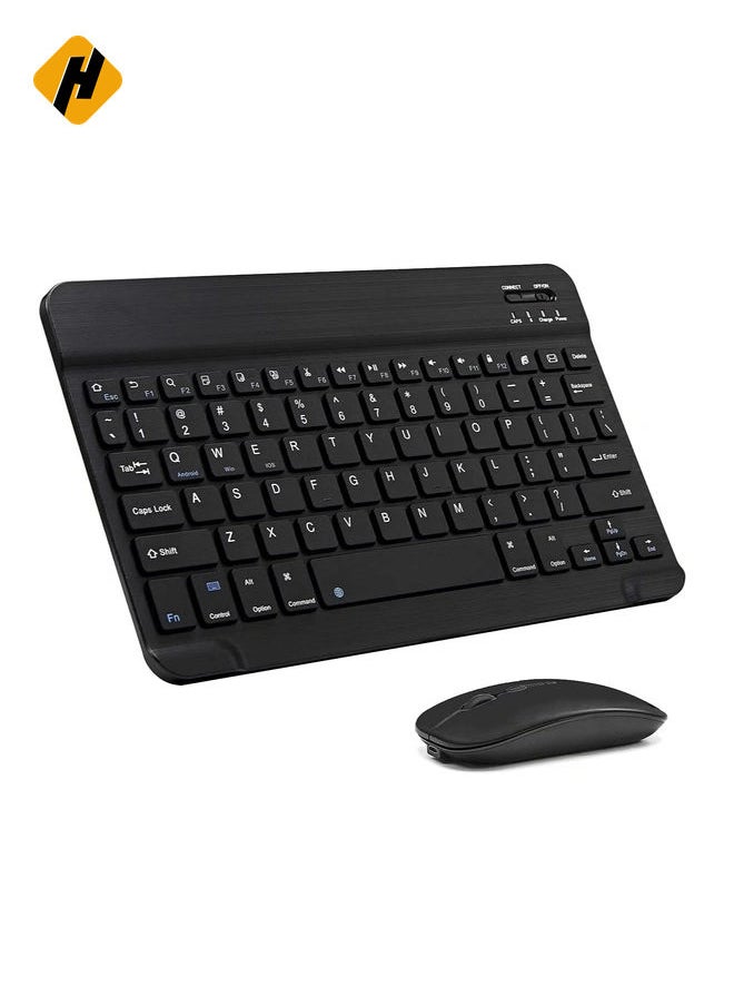 Arabic and English Bluetooth Keyboard and Mouse Combo, Ultra-Slim Portable Compact Wireless Mouse Keyboard Set for IOS Android Windows Tablet Phone iPhone iPad Pro Air Mini (Black)