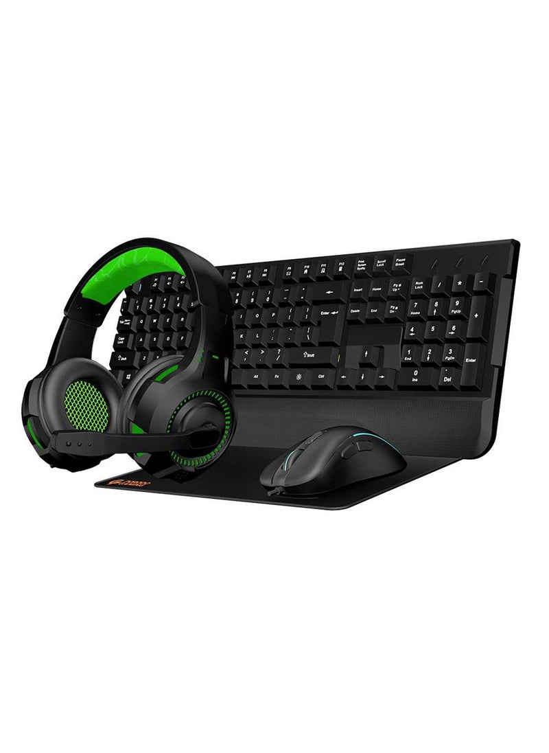 Porodo Gaming 4 in 1 Starter Kit ( Keyboard / Headphone / Mouse / Mouse Pad ) - Black