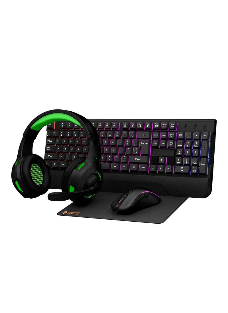 Porodo Gaming 4 in 1 Starter Kit ( Keyboard / Headphone / Mouse / Mouse Pad ) - Black